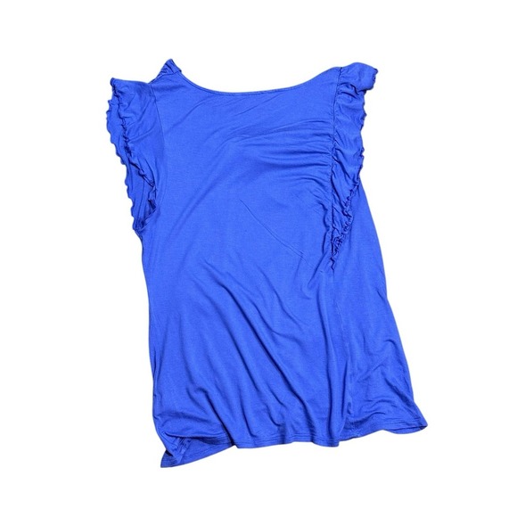 Banana Republic Blue  Asymmetric Draped Ruffle Blouse Top size L Women's - Picture 8 of 11
